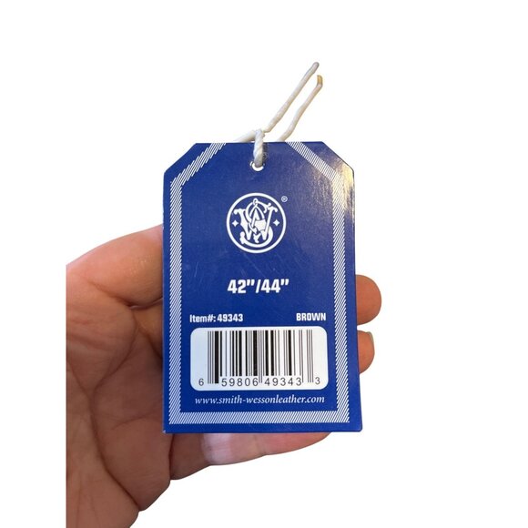 Smith & Wesson Mens Genuine Leather Brown Reinforced Gun Belt With Brass Buckle - Picture 7 of 7